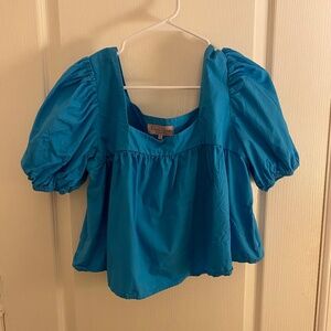 Blue Puff Sleeve Top